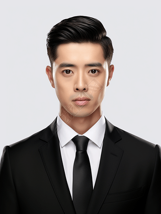 男士男性男人证件照半身照真人照身份证照片摄影图