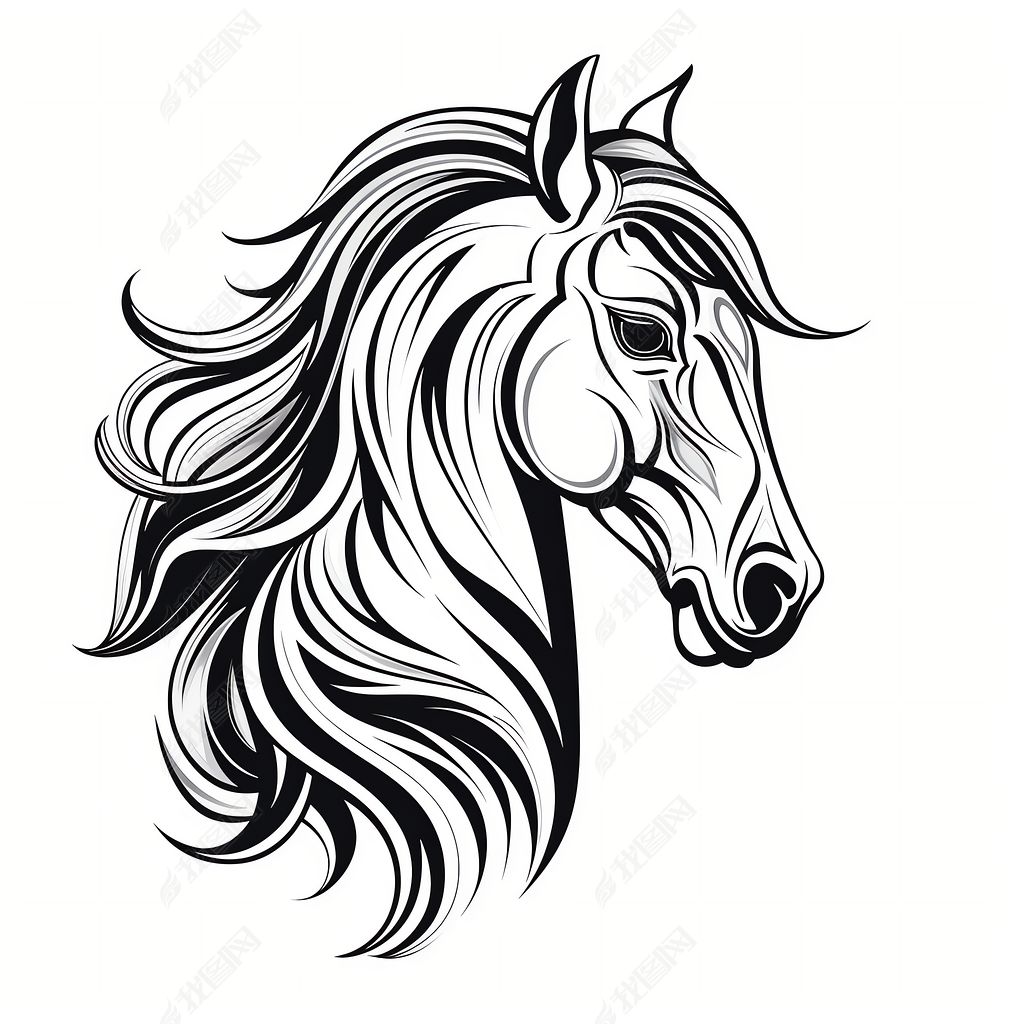 马到成功简笔画马头海报设计素材数字艺术