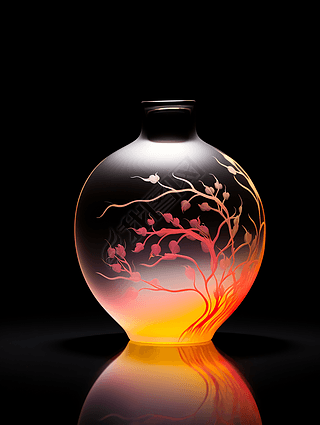 中国风唯美瓷瓶花瓶艺术作品简约海报设计素材