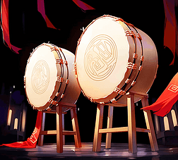 红色大气新年春节节日庆典中国鼓打鼓大鼓素材