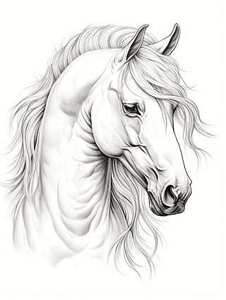 简笔画素材数字艺术|梦幻白马一马当先简约设计插画简笔画海报设计