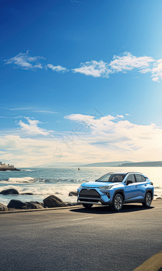 汽车海报汽车背景汽车蓝天白云城市旅行户外