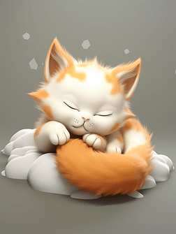 3dchibi卡通风格q版可爱睡觉的小猫咪