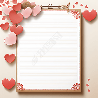 浪漫爱心信封信纸元素素材