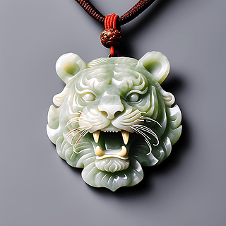 虎头玉佩翡翠摆件玉雕作品高清摄影图海报设计