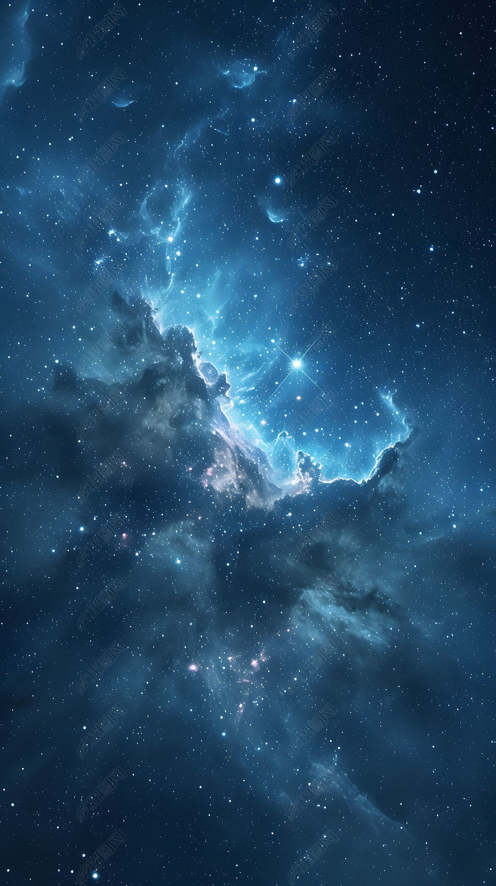 原创唯美梦幻蓝色宇宙星球海报背景素材