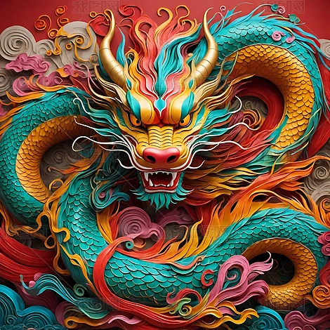 3d立体中国龙插画