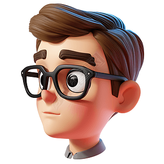 3D卡通人物头像帅气男士戴眼镜海报设计素材