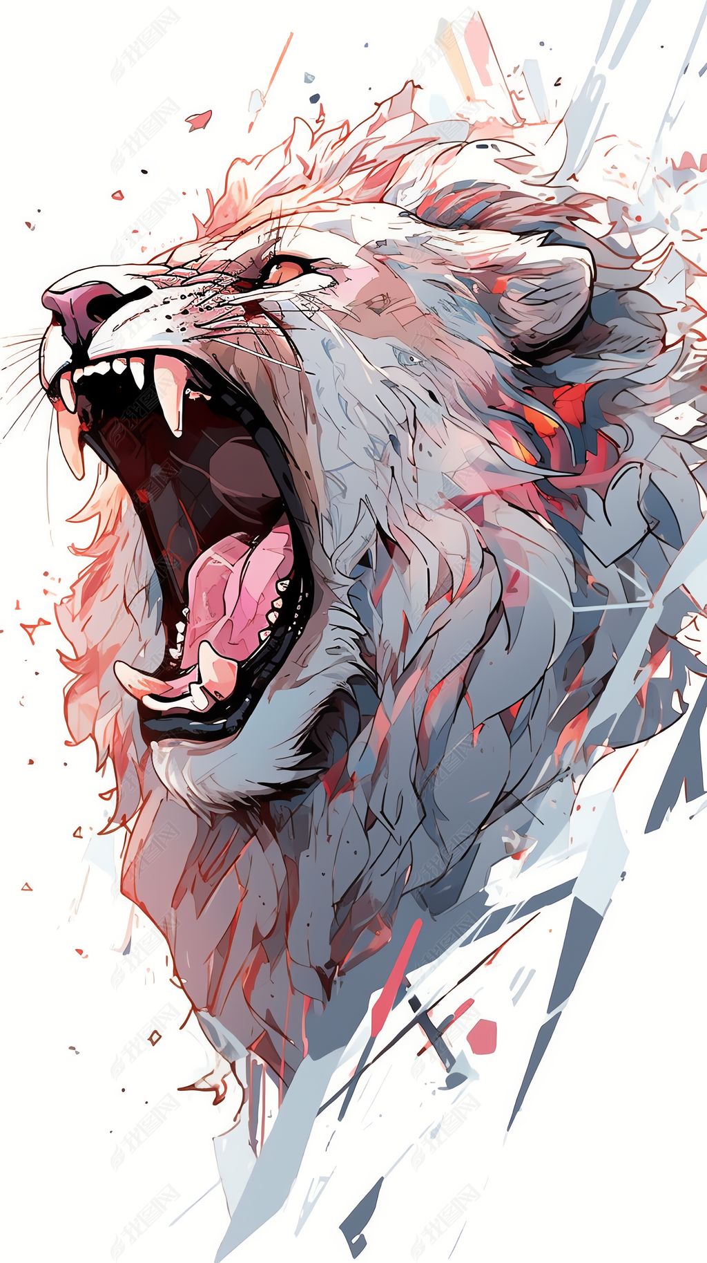 原创咆哮的狮子手绘插画海报设计素材卡通动画-版权可商用