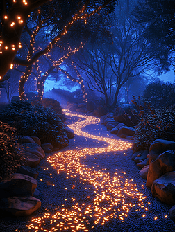 夜光荧光小路夜景海报背景图