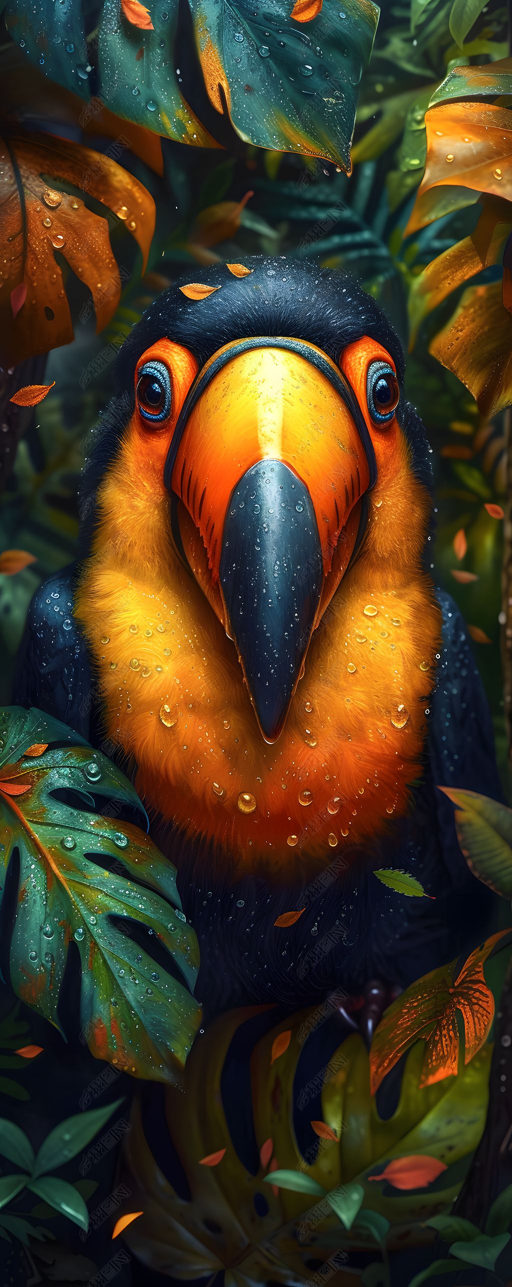 原创卡通唯美犀牛鸟素材元素-版权可商用