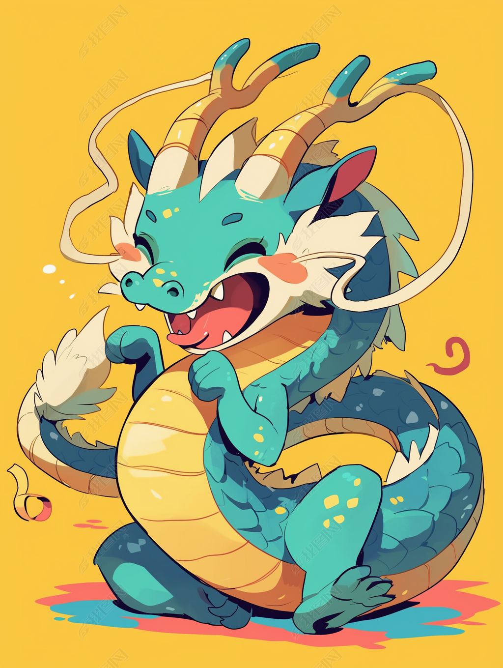 原创卡通插画龙形象艺术动漫ip形象设计海报儿童绘画