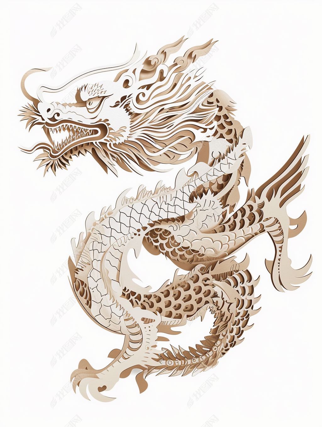 原创中国龙折纸艺术几何形状插画海报设计简约素材
