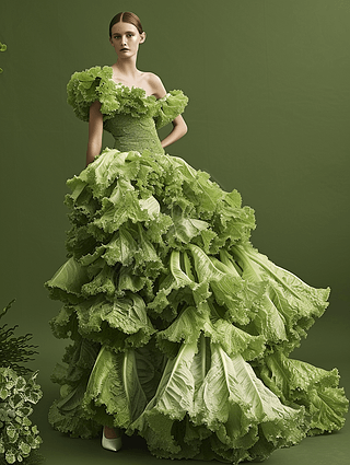 优雅模特生菜衣服高清摄影图海报设计商业创意植物