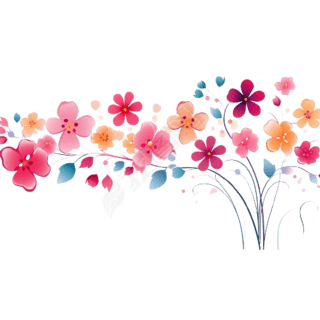鲜花花朵飘带插画元素
