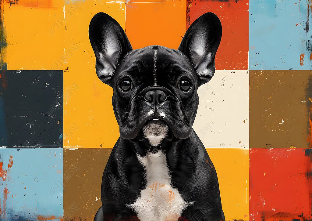 原创卡通可爱法斗斗牛犬小狗素材元素