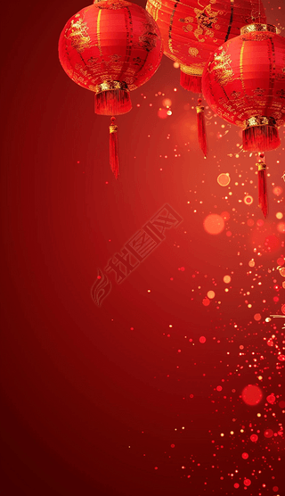 红色灯笼春节元宵节海报背景