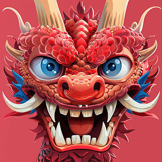 中国龙龙头卡通ip形象设计海报素材艺术插画