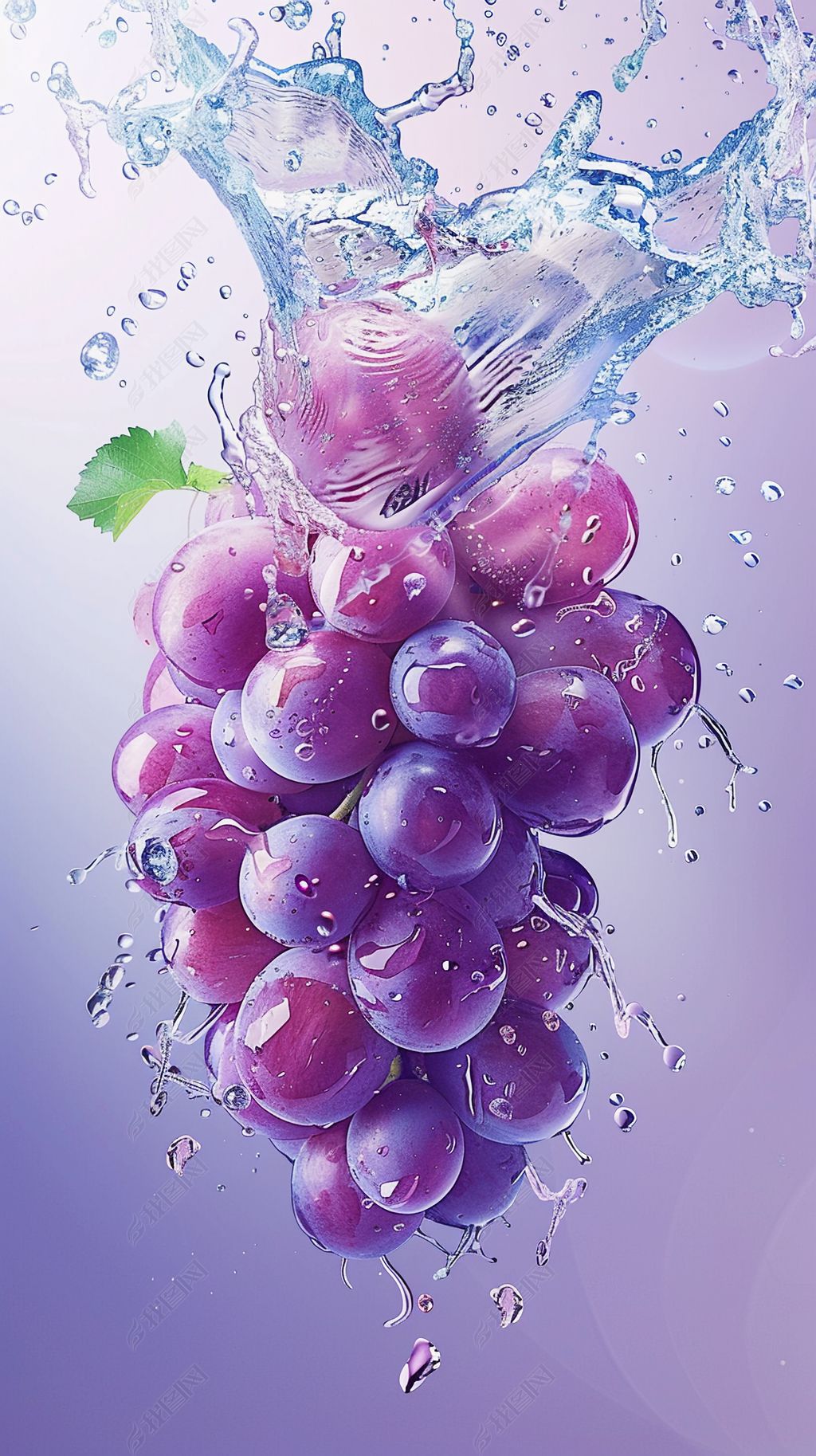 原创水中葡萄水果海报设计素材卡通插画