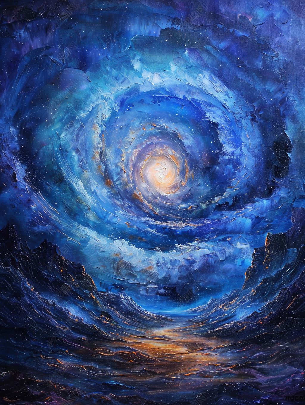 原创浪漫宇宙星空银河漩涡唯美艺术设计素材油画装饰画-版权可商用