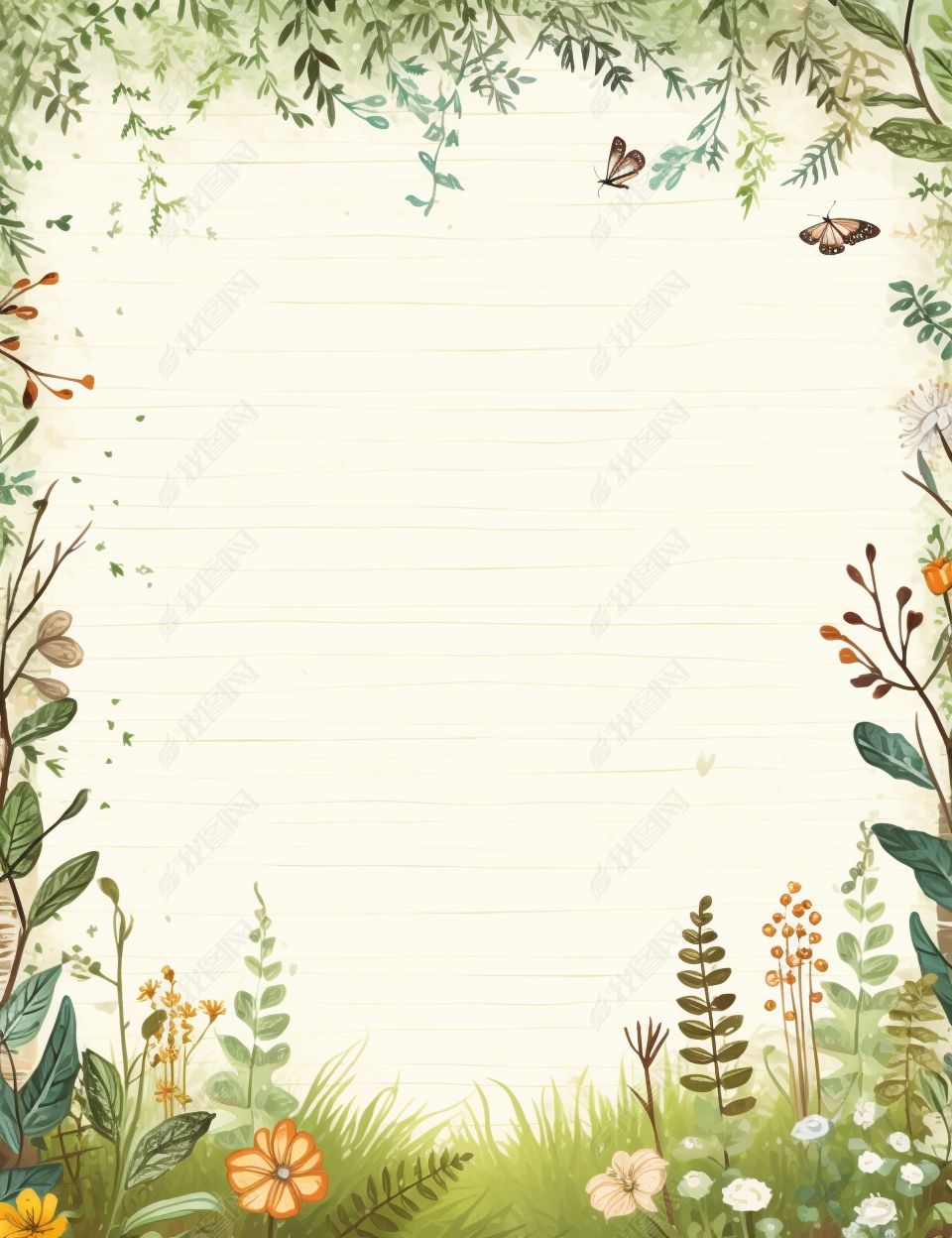 原创水彩儿童手抄报信笺通知栏背景图