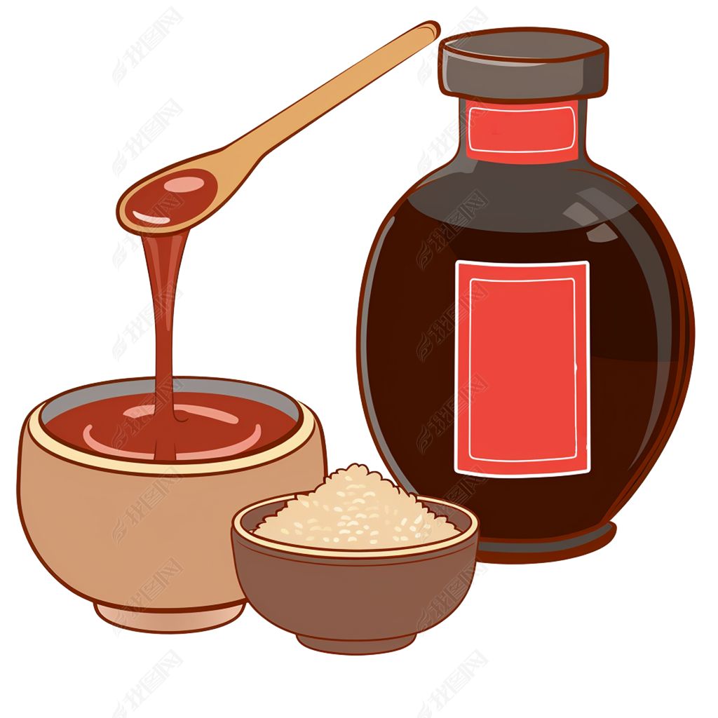 原创卡通手绘调味米醋线条插画矢量装饰元素