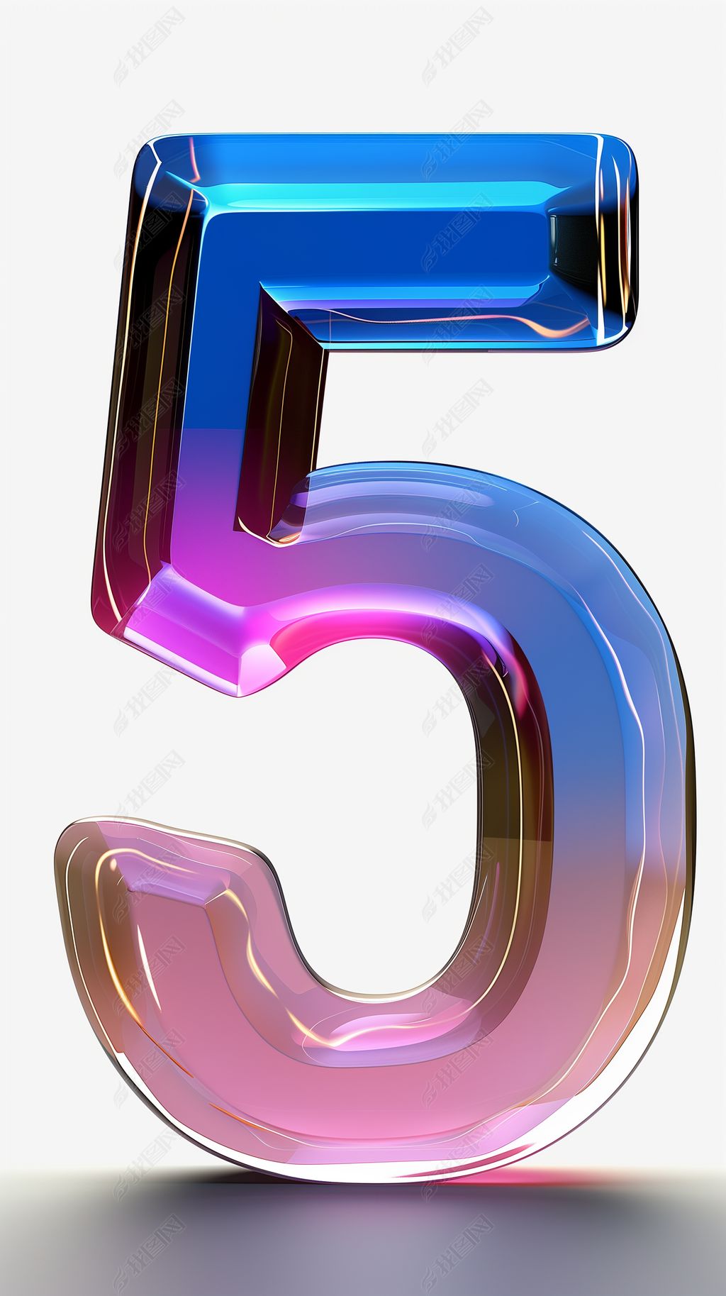 原创水晶玻璃渐变数字5-版权可商用