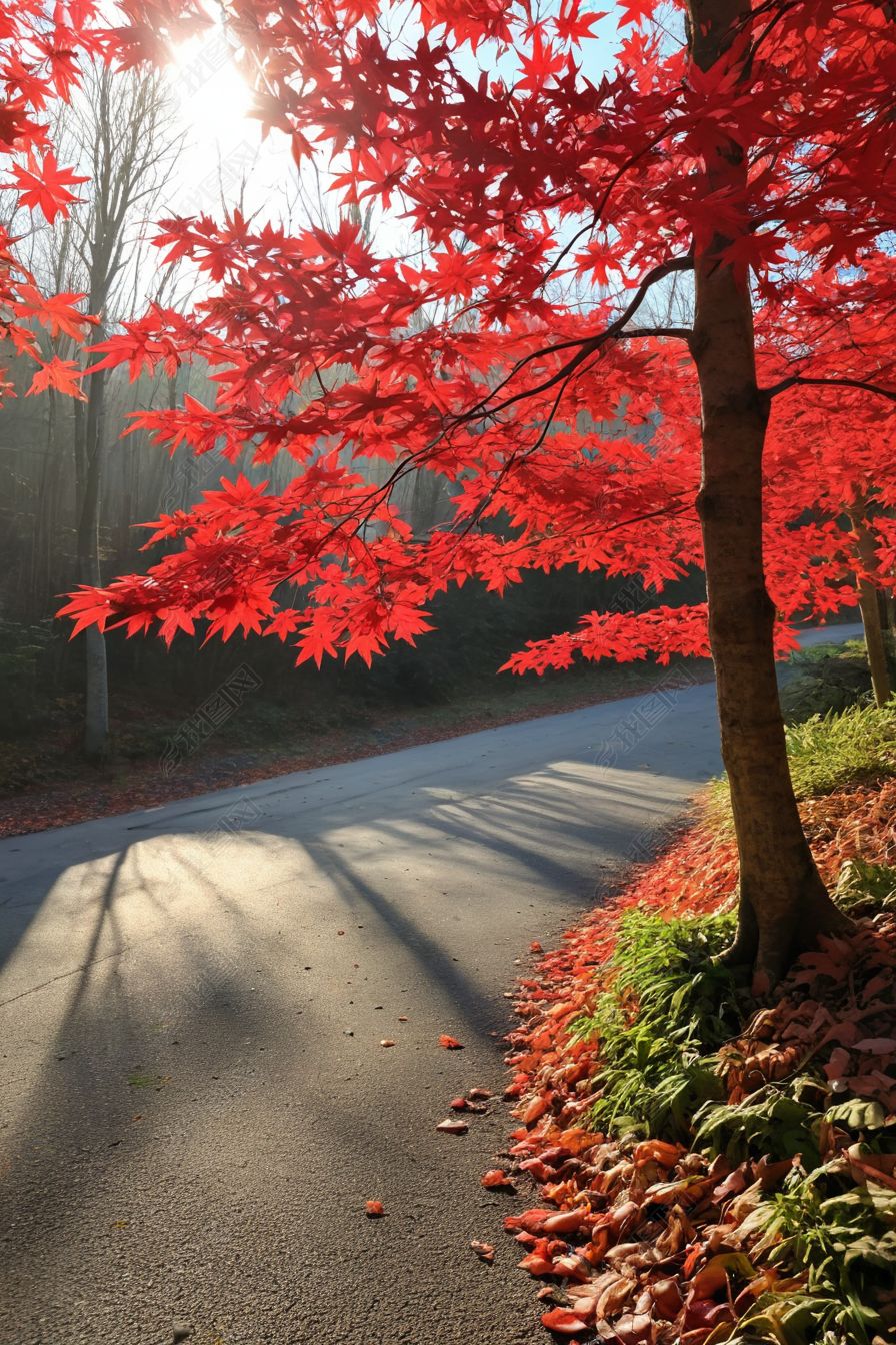 原创秋天红色枫叶图片-版权可商用