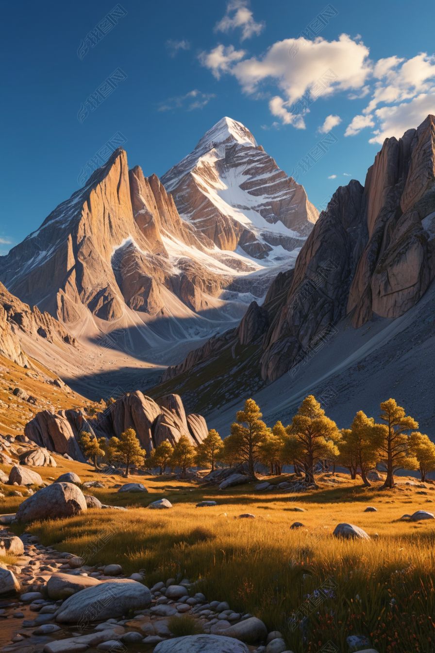 原创日落前神山高清图片-版权可商用