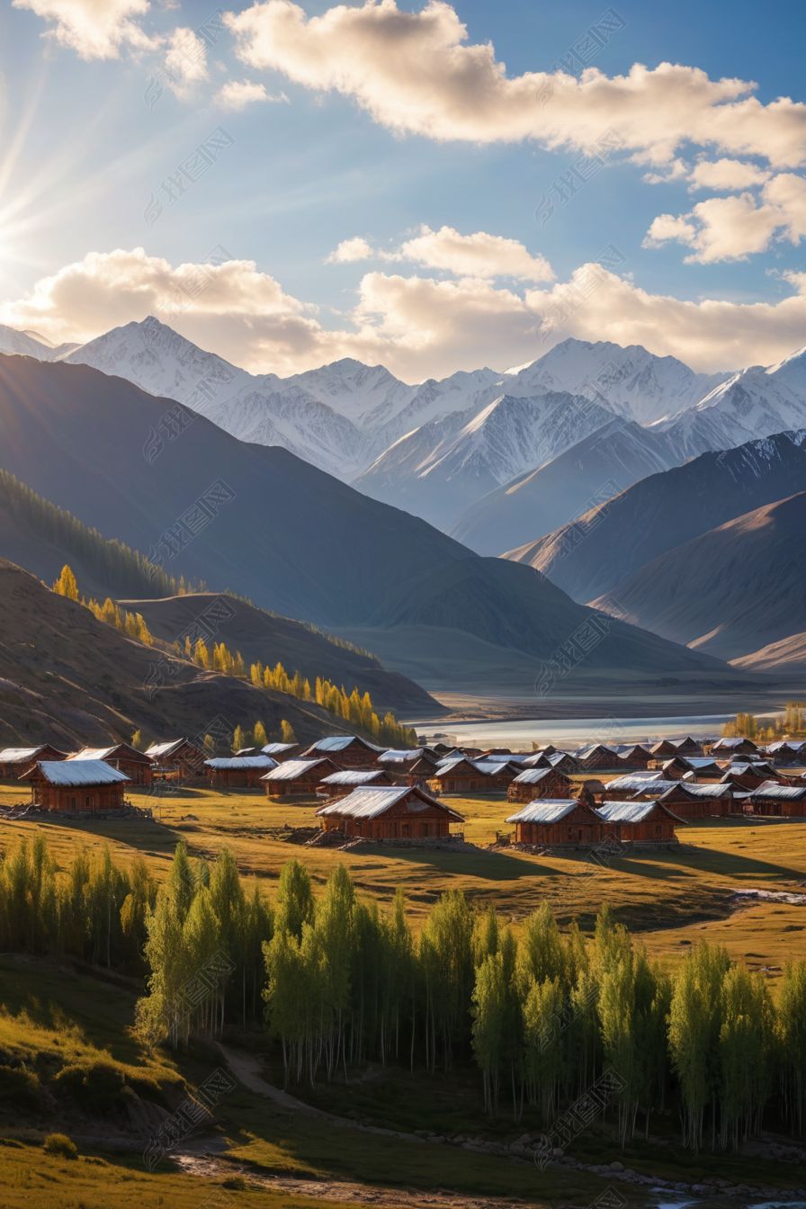 原创新疆阿勒泰禾木村日出-版权可商用