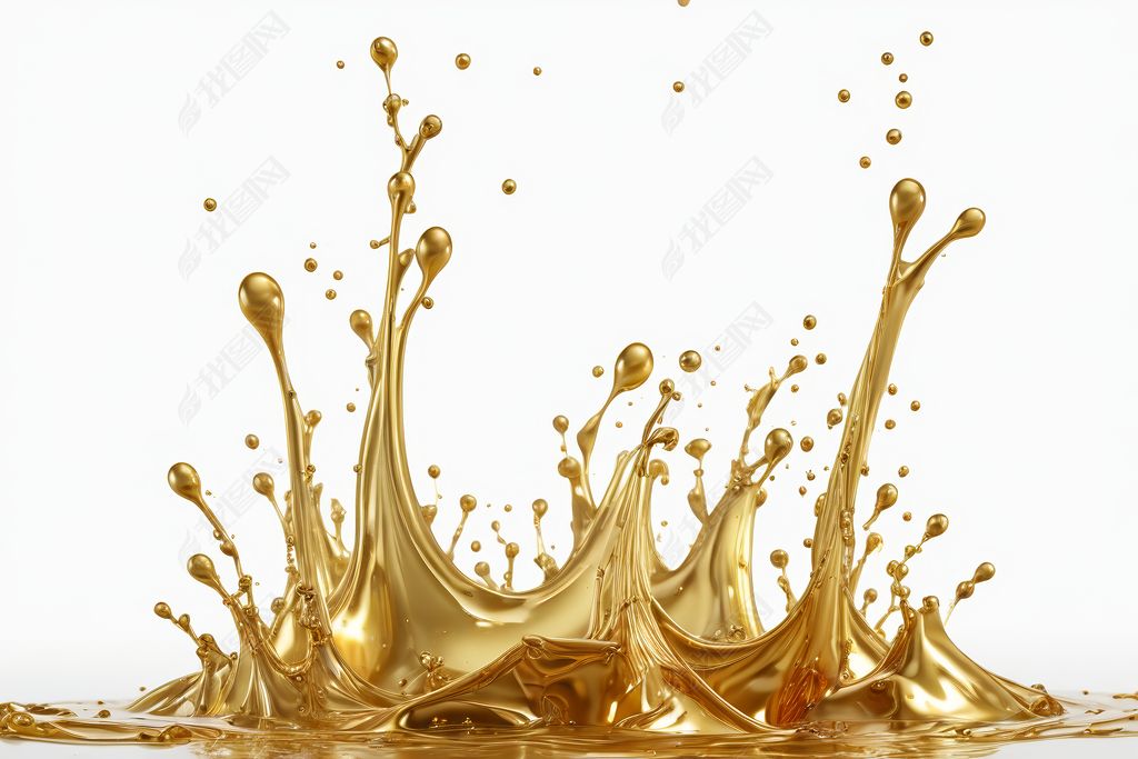 白色背景金色液体飞溅滴落图片素材简介我图网提供白色背景金色液体