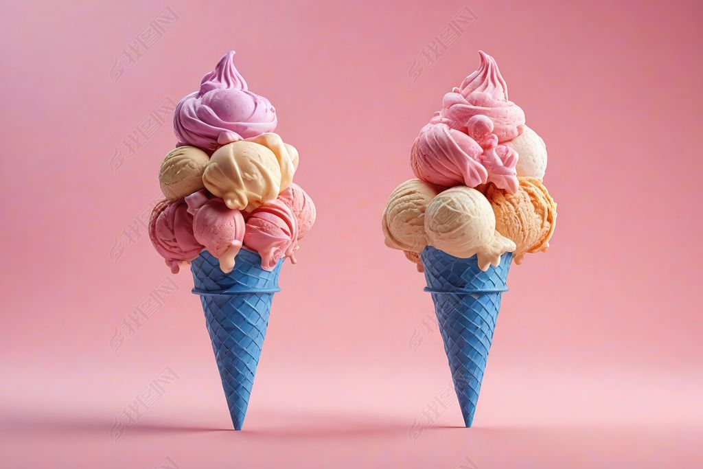冰淇淋甜筒云超现实夏季概念抽象背景图片下载-编号34486369--我图网
