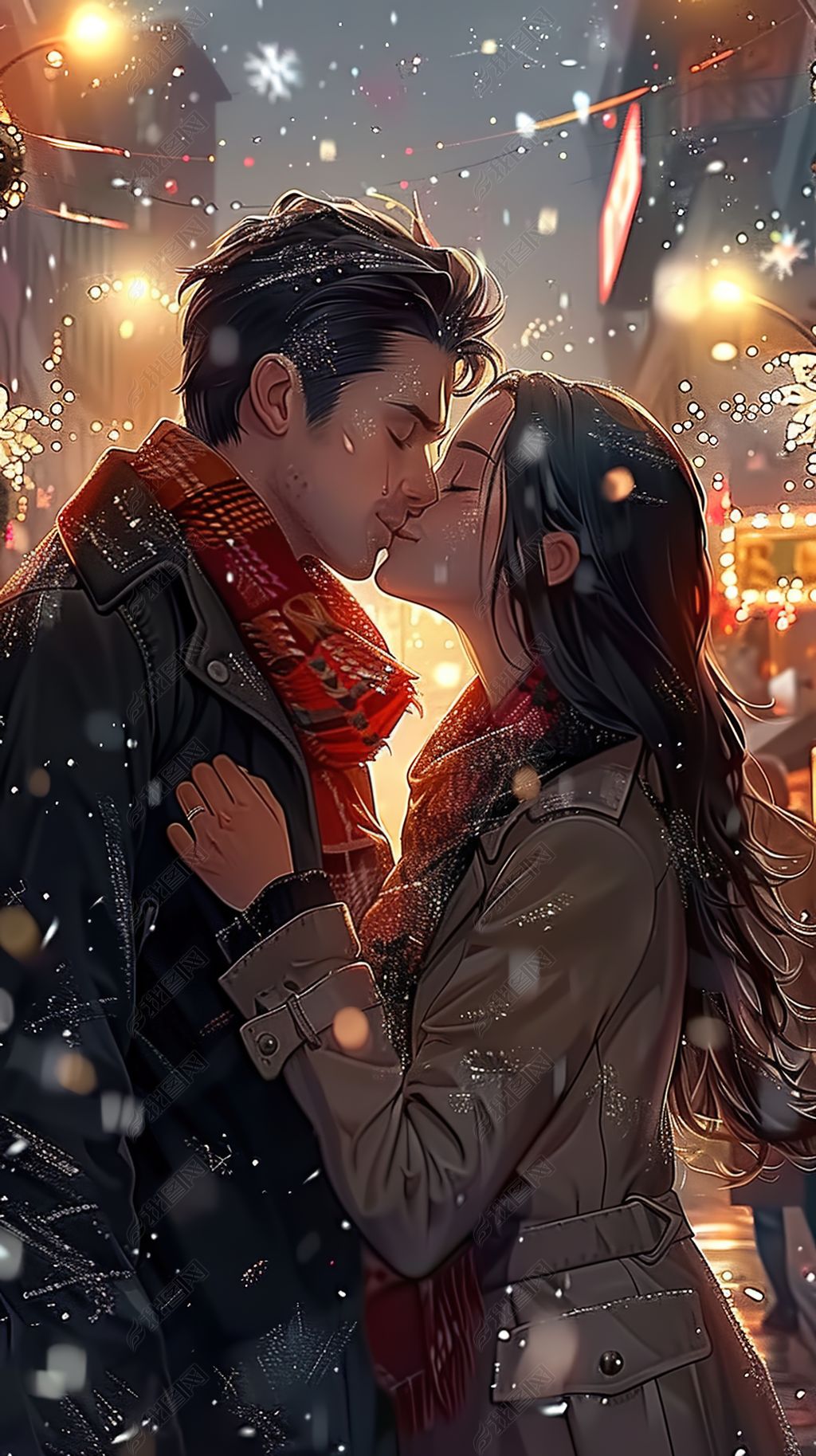 原创插画手绘宠爱情侣唯美情人男女情人节版权可商用