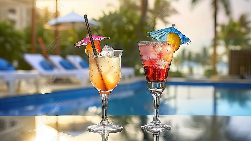 原创夏日饮料果汁调酒饮品冰凉酒类高清鸡尾酒-版权可商用