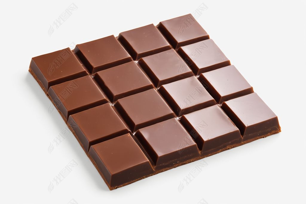 原创白色背景方形牛奶巧克力孤立一整盘黑巧克力图片