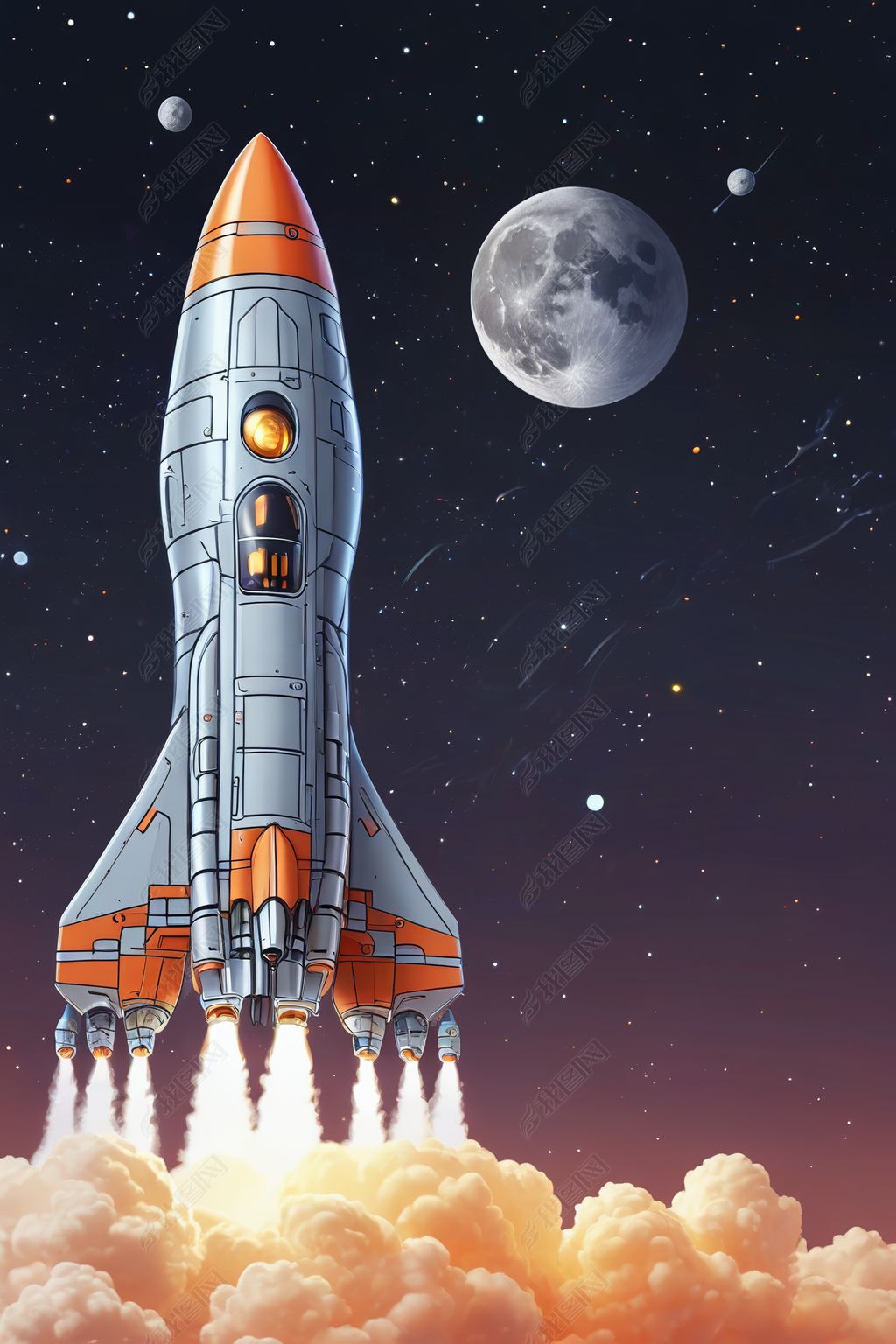 原创月球宇宙飞船卡通形象图片版权可商用