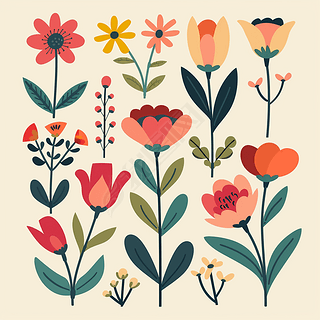 平面各种花朵合集