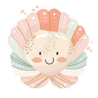 双鱼座拟人数字艺术|一个浅彩色拟人化平面风格贝壳
