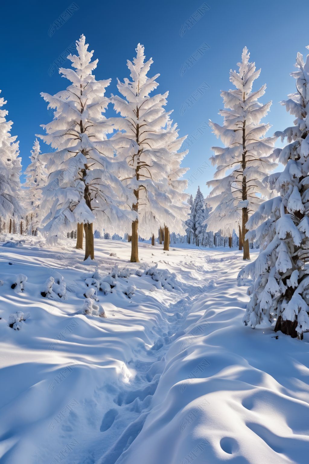 冬天雪地树图片