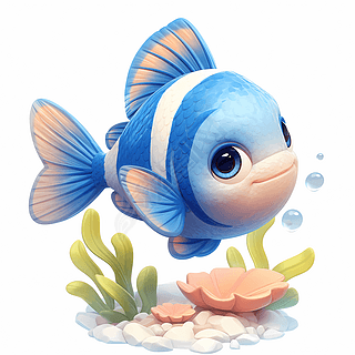 卡通热带鱼插画装饰元素_b