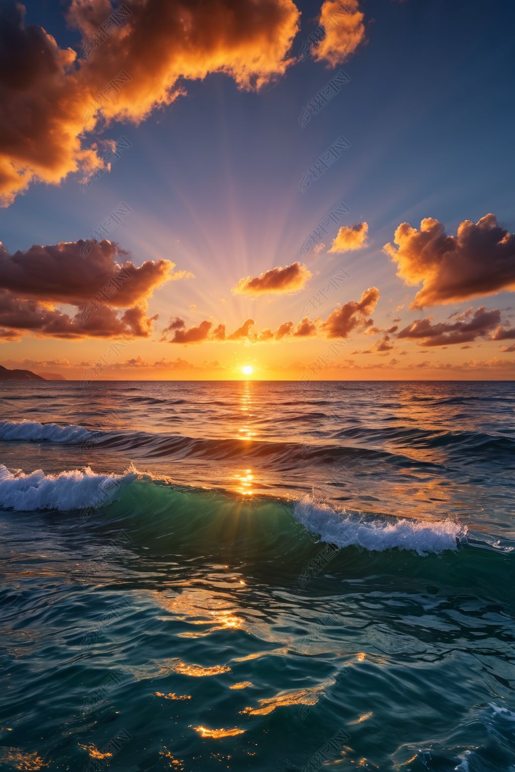 落日海洋图片