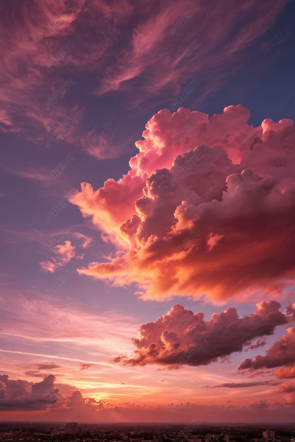 日落时分薄云夕阳下粉红云图片素材简介我图网提供日落时分薄云夕阳下