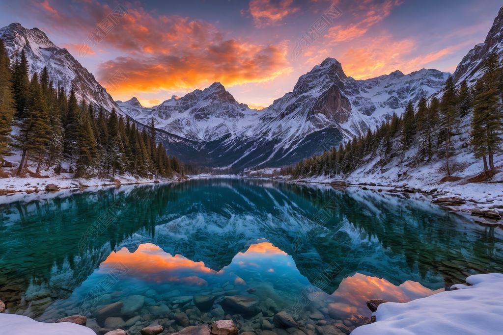 原创山上被雪覆盖了高清摄影图片-版权可商用