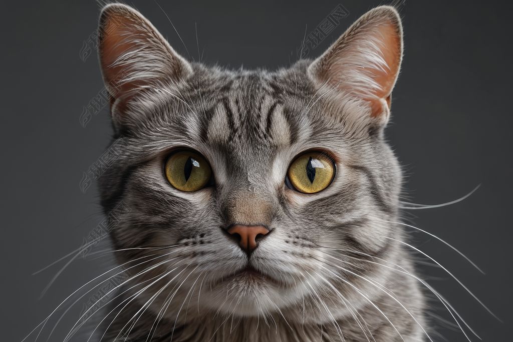 原创一只黄眼睛看着镜头的猫高清摄影图片-版权可商用