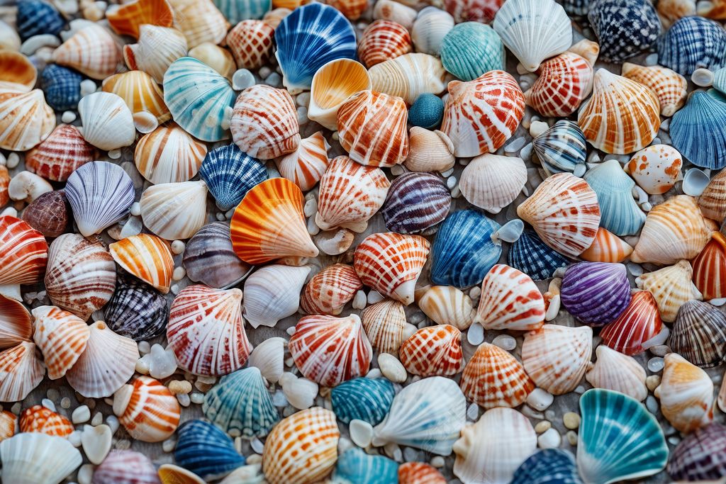 原创五颜六色贝壳呈现出有机自然图案照片-版权可商用