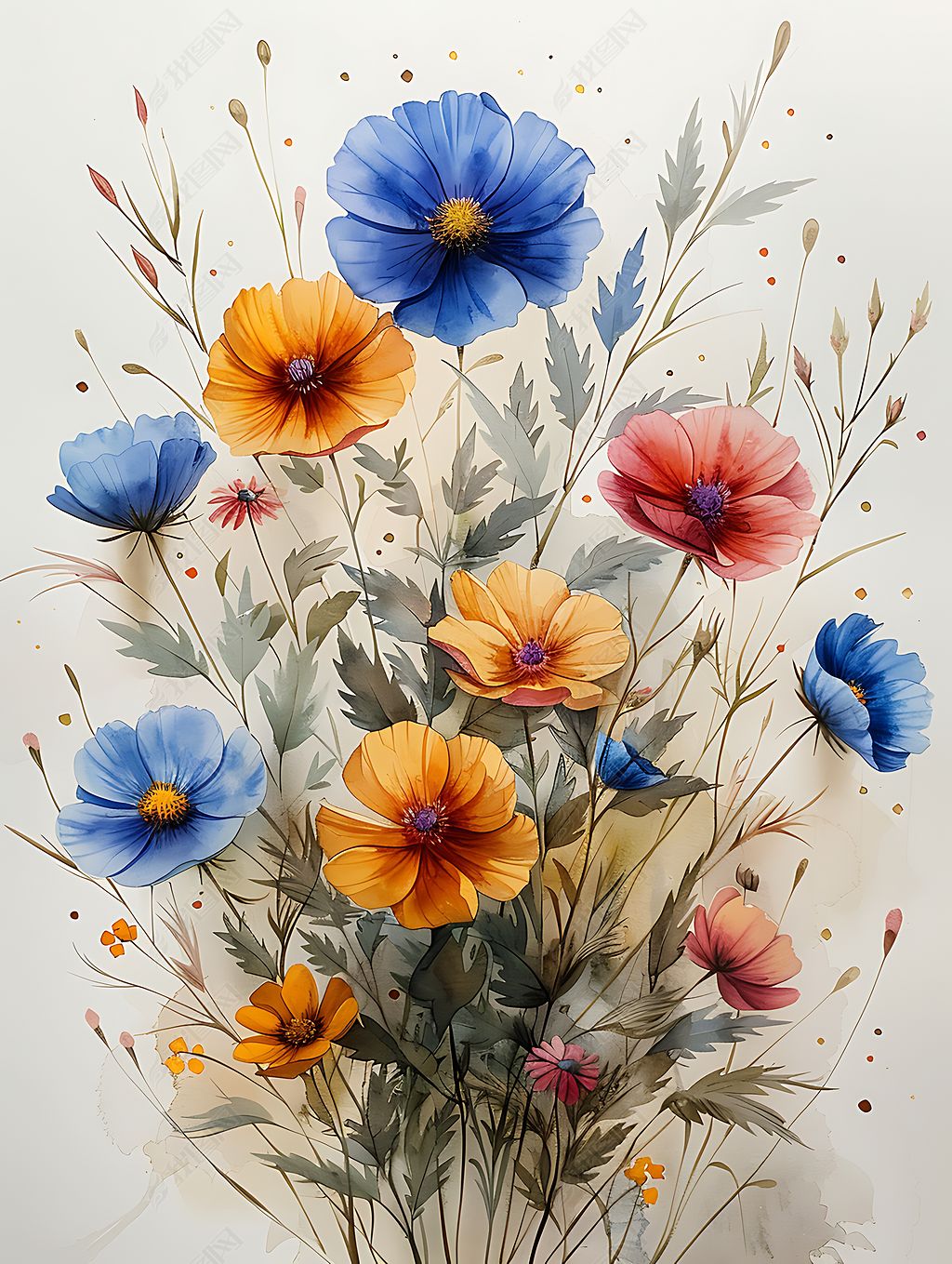 原创手绘植物花草背景素材