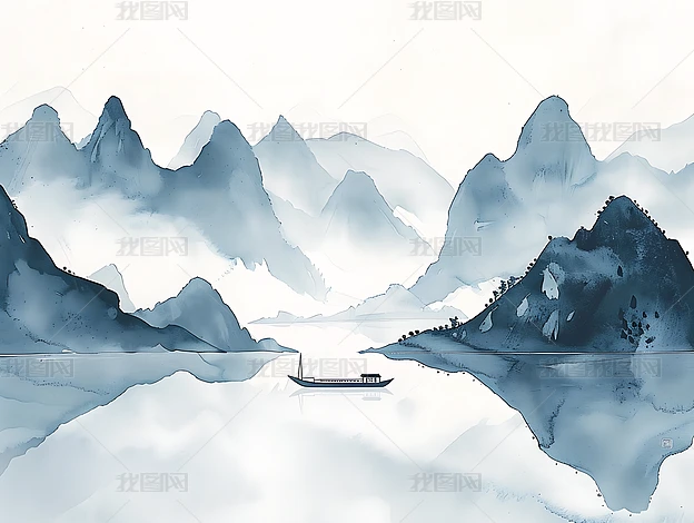 张大千水墨山水画欣赏专题模板-张大千水墨山水画欣赏图片素材