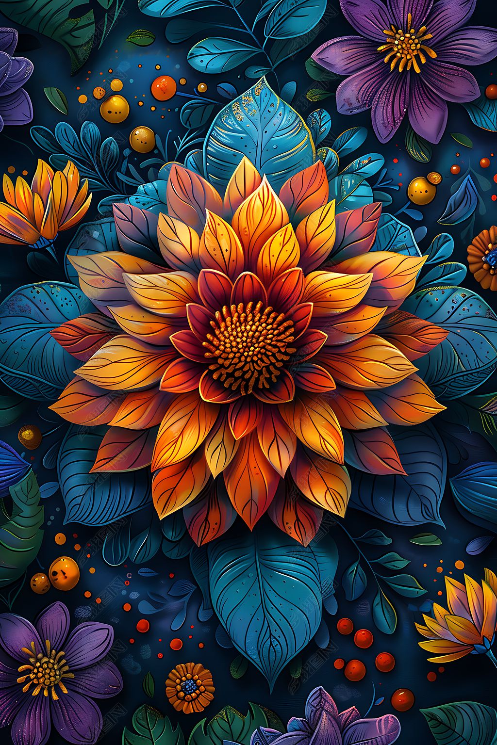 原创唯美艺术花朵万花筒背景素材