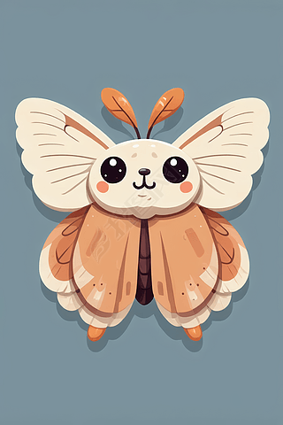 可爱的飞蛾复古配色扁平插画