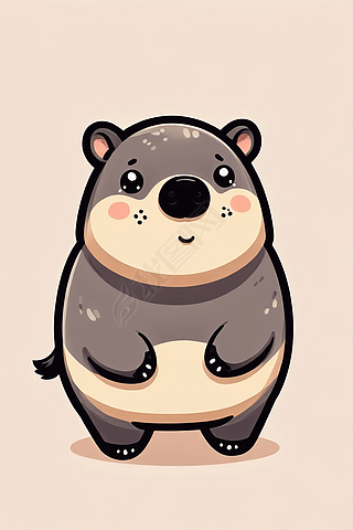 可爱的貘复古配色扁平插画